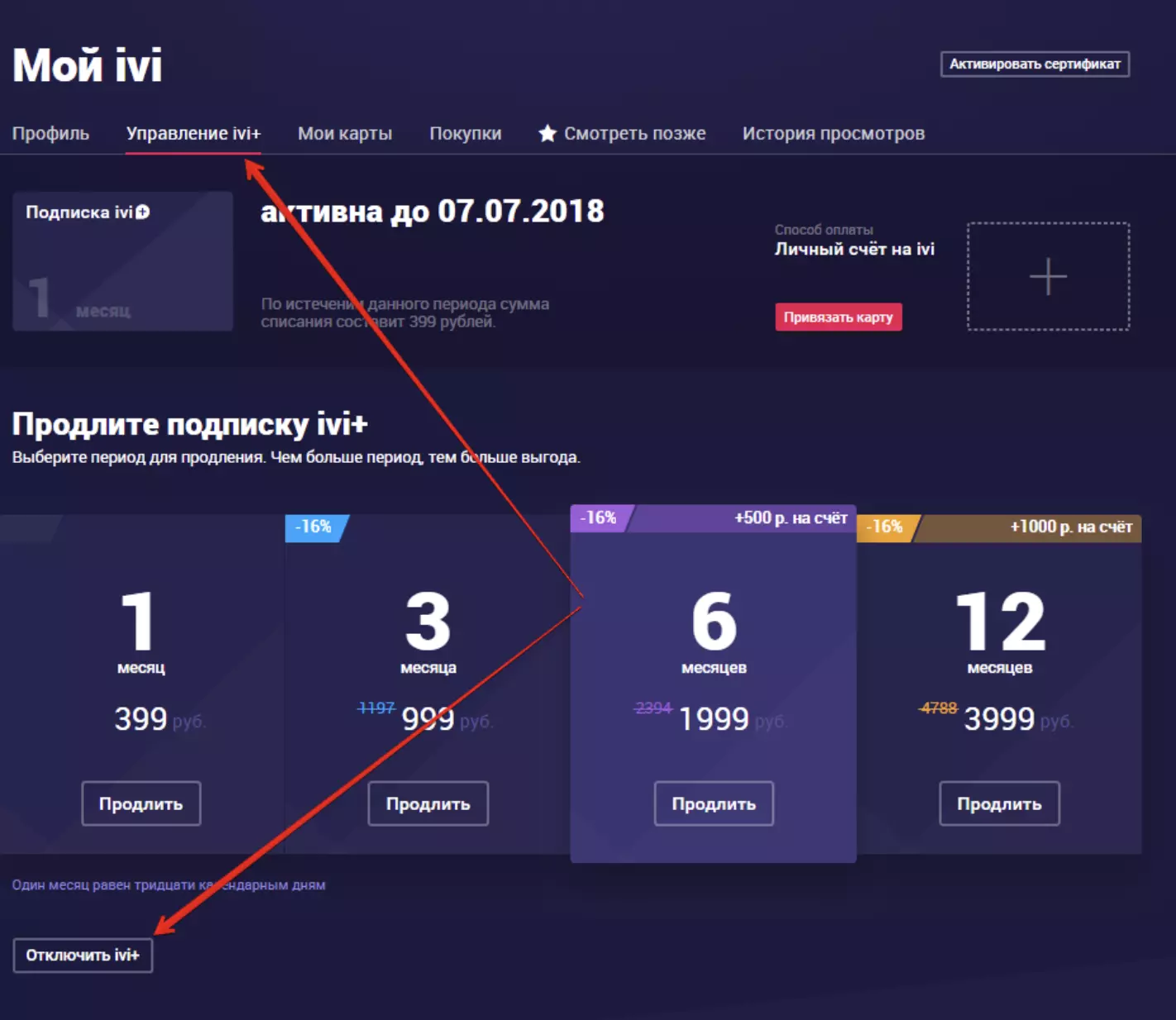 как отключить подписку ivi у оператора мтс